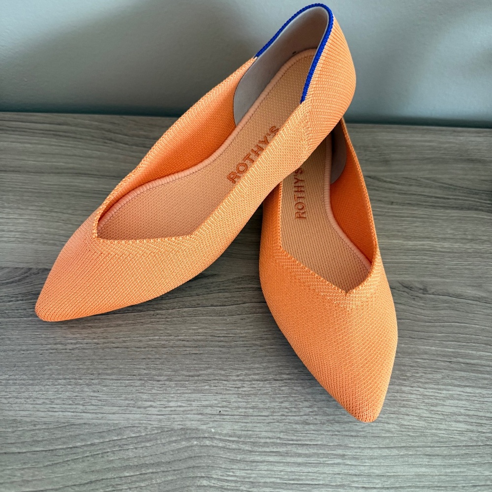 Rothy's The Point flat, Tangerine, Size 6.5